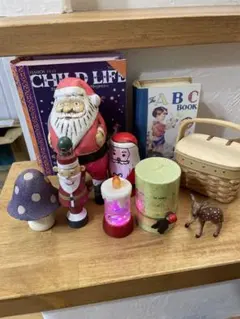 サンタクロースとクリスマス置物セット