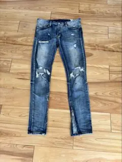 mnml ミニマル　ダメージ加工 ブルーデニム スリムフィット