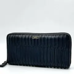 良品 Coach ギャザー ロゴプレート ラウンドファスナー 黒 m676 - メルカリ
