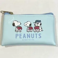 スヌーピーフラットミニポーチ　オラフ　アンディ　スヌーピー　 パステルカラー水色