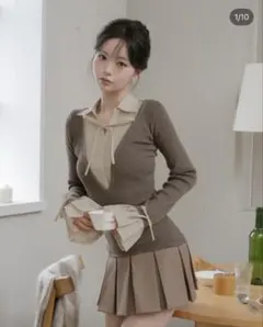 Darich シャツドッキングプリーツミニワンピース FL