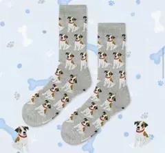 新品未使用袋入り　ジャックラッセルテリア　犬柄 ソックス グレー ワンサイズ