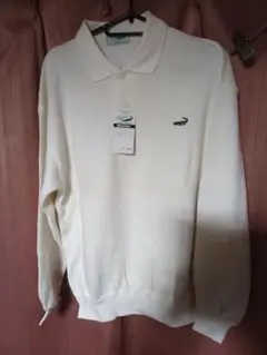 新品タグ付きCrocodileクロコダイル ニット長袖ポロシャツ L ホワイト