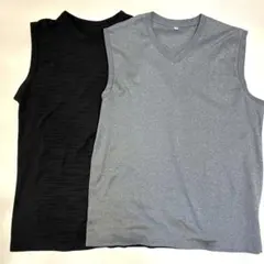 ストレッチVネックタンクトップ2色セットM