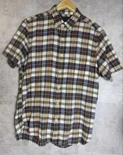 ビームスプラス ショートスリーブ マドラスチェック ボタンダウンシャツ【L】