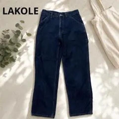 【LAKOLE】ストレート デニムパンツ S 濃紺 ワークデザイン コットンのサムネイル
