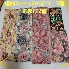 インド刺繍リボンセット チュール　約7cm×2m　合計7m程度