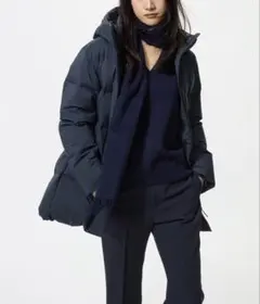 상태좋음 UNIQLO シームレスダウンショートコート ネイビー 洗える Mサイズ