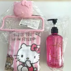 非売品レア☆ハローキティ　タオル掛け　ポンプボトル　平成レトロ　ピンクkitty