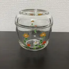 【昭和レトロ】ガラスキャニスター　キャンディポット　花柄