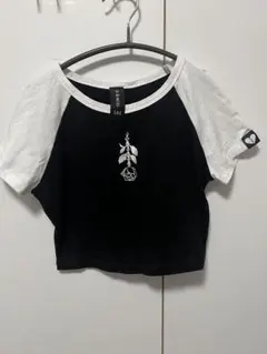 自由東京 薔薇刺繍 バイカラー 半袖Tシャツ