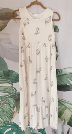 SNIDEL アイボリー動物柄ルームウェアとグレーのカーディガンセット