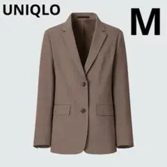 UNIQLO テーラードジャケット（チェック） 手洗い可能　ブラウン　M
