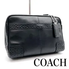 【美品】コーチ　COACH クラッチバッグ　セカンドバッグ　シグネチャー　型押し