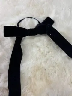黒 ベロア リボン ヘアゴム