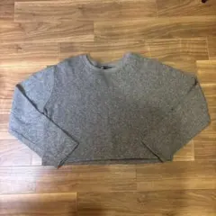ZABA グレー クロップドニットセーター レディース M 短丈