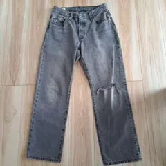 美品　Levi's　リーバイス501　W28L30　ダメージデニム　グレー　M