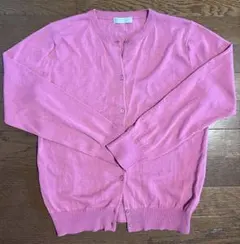 ピンク 長袖カーディガン ボタン付き