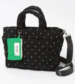 新品　niko and… ポーチ付きキルトトートバッグM　ブラックドット