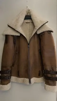 ZARA ブラウン フェイクレザームートンジャケット