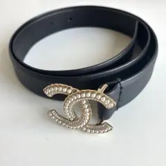 ⑥CHANEL ブラック ベルト ココマーク クリスタル装飾 ベロア - メルカリ