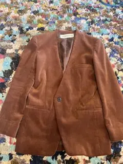 THE SHINZONE ブラウン コーデュロイ ノーカラージャケット