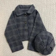 新品タグなし　120 チェック　ジャケット　ベレー帽　セット