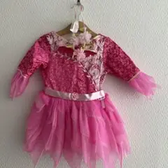 ピンクの花柄ドレス 100cm~