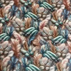 1m 少量　セール品　秋冬柄　ふわふわ羽　蝶々　高級コットンプリント生地