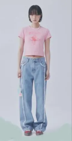 STUMPYNEE フリンジ付きライトブルーデニム　ムシンサ　韓国