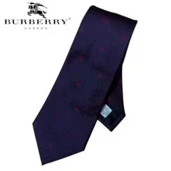 Burberry Londonバーバリーロゴ刺繍シルクネクタイ エンジ