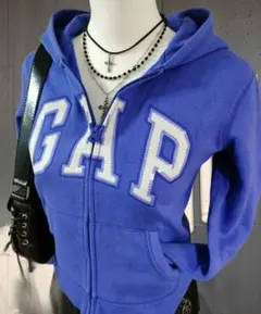 Y2K 00s GAP ジップパーカー 刺繍ロゴ パープル フリース