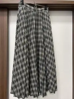 natural couture グレー系チェック柄プリーツスカート　秋冬