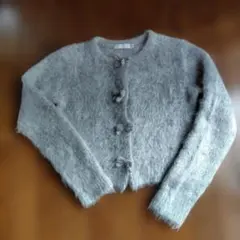 MOUSSY　FRONT RIBBONカーディガン　グレー　モヘア
