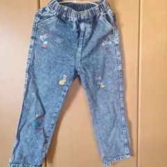 120㎝　デニム長ズボン 刺繍キャラクター付き