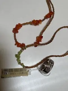 オレンジと緑の天然石ストラップと10号ファションリング　3点まとめ売り