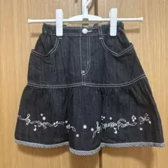 【美品】メゾピアノダークデニム フリルスカート 140cm