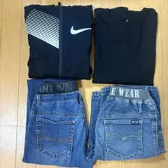 4点まとめ売り　Nike パーカー　ロングTシャツ デニムパンツ×2 150cm