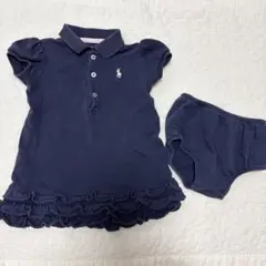 ラルフローレン ベビー ポロシャツワンピース ネイビー ブルマ80 70 女の子
