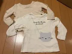 子供服　猫　ドット柄長袖Tシャツ　2枚セット 90cm