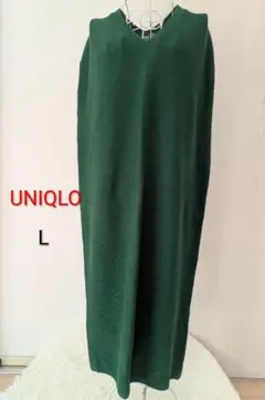UNIQLO 3Dコットンフレンチスリーブワンピース L グリーン　タグ付き