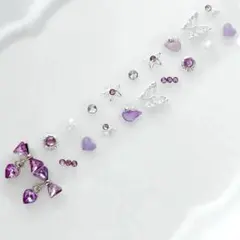 耳ツボジュエリー♡シェルパープル20粒/ゆらゆらリボン/金属アレルギー