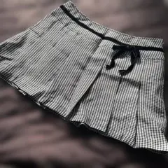 レトロ　ハウンドトゥース柄 プリーツミニスカート