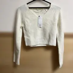 GU パフィータッチVネッククロップドセーター Mサイズ長袖