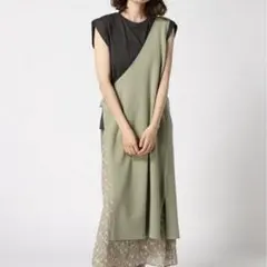 ワンショルベストワンピ LOWRYSFARM ライトグリーン　フリーサイズ