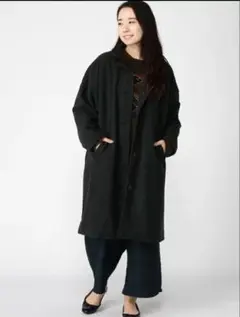 ウール混　ダークグレー ロングコート