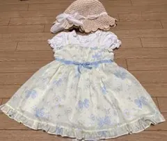 美品　お得　mezzo piano 半袖ワンピース 90cm 帽子セットのサムネイル