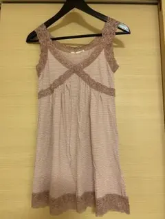 UNIQLO ピンクストライプノースリーブチュニック