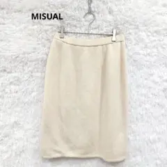 ミサール　ウールスカート　L オフホワイト　タイト　伸縮性　クリスマス　デート服