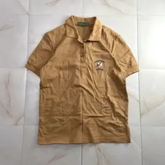 90s　刺繍　ポロシャツ　ベージュ系　L　古着　ストリート　シティボーイ